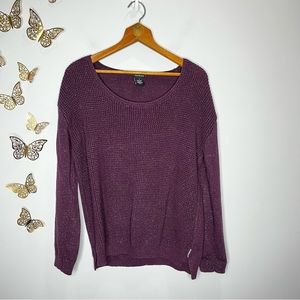 🦋🌙 CALVIN KLEIN JEANS | Dark Plum Waffle Scoop Neck Sweater